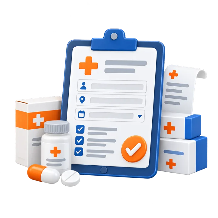 Illustration of a medical supplies order form
