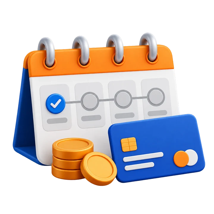 3D illustration of a monthly payment calendar