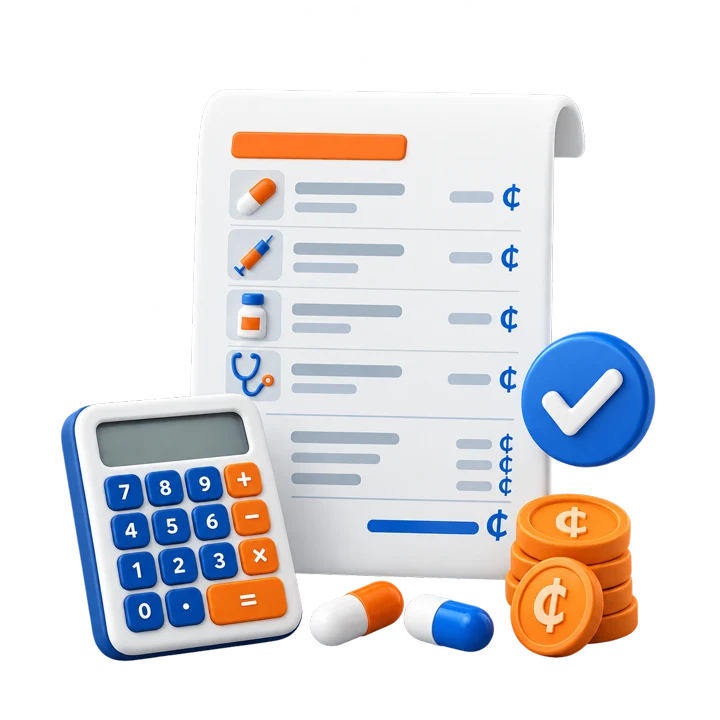 3D illustration of an itemised medical supply quotation
